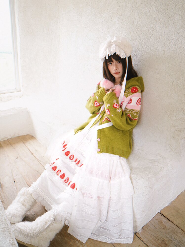 Strawberry Matcha Fair Isle Cardigan【s0000018535】
