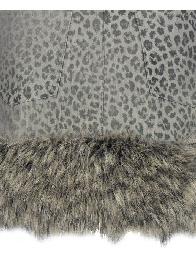 Snow Leopard Corduroy Short Skirt【s0000018068】