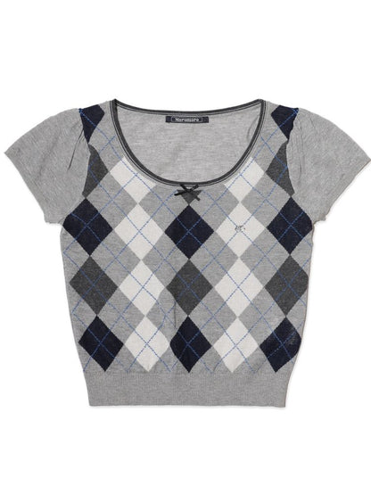 Bubble Sleeve Knit Short Sleeve Top【s0000013461】