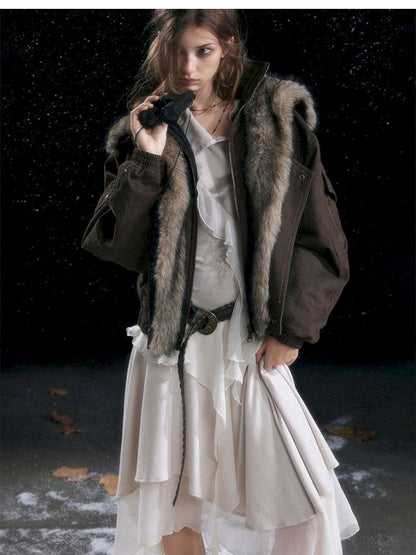 Vintage Distressed Flying Padded Jacket【s0000014673】