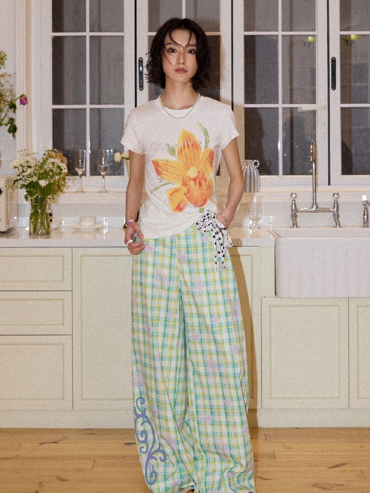 Plaid Print Loose Straight Pants【s0000016660】