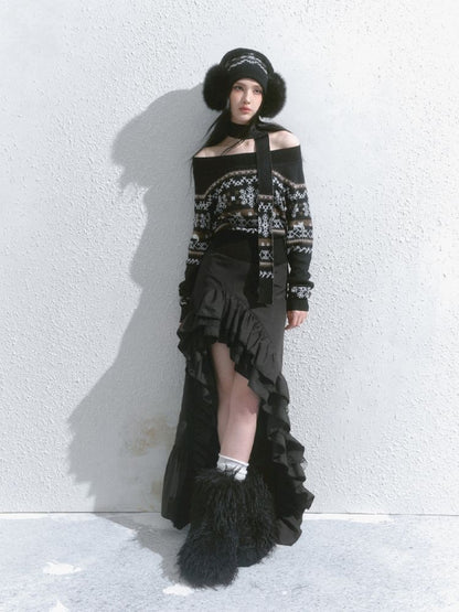 Irregular ruffled half-body skirt【s0000013746】
