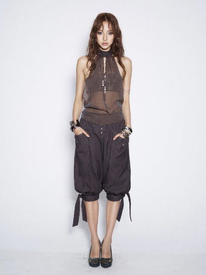 Melange Mesh Diamond Vest Top【s0000016678】