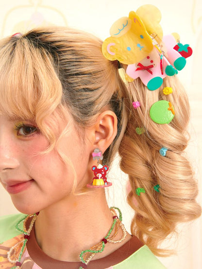 Pudding Bear Resin Colorful Earrings【s0000013353】