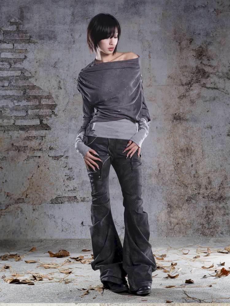 Off-the-shoulder knit top【s0000014488】