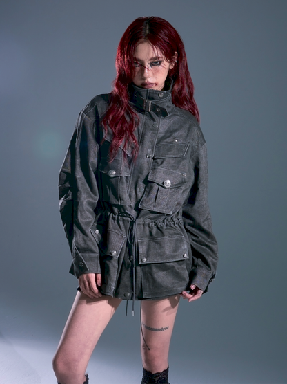 Casual Pocket Drawstring Loose Jacket【s0000013688】