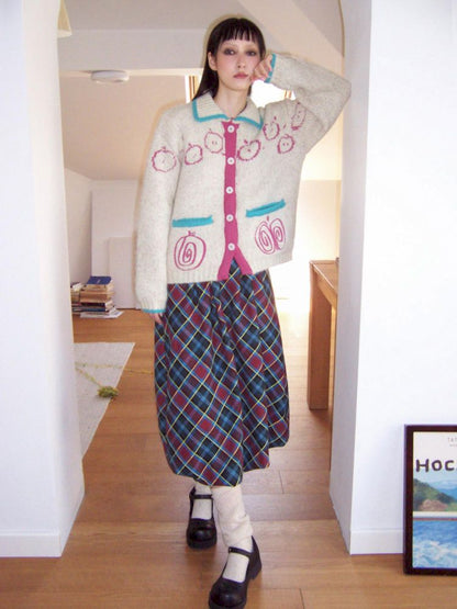 Embroidered Apple Sweater Cardigan [S0000010101]