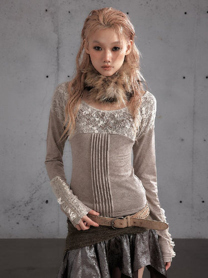 Lace Embroidered Knit Sweater【s0000019159】