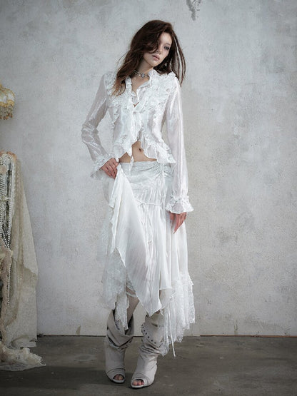 Wood Flange Waist-Cinching Shirt【s0000017986】