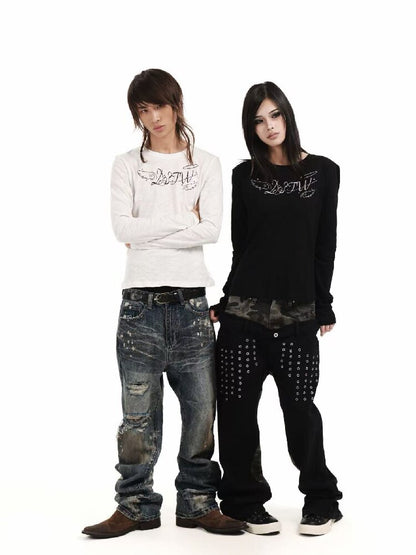 Angel Slogan Cotton Long-Sleeve T【s0000018356】