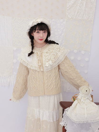 Handmade Lace Twist Knit Sweater【s0000016502】
