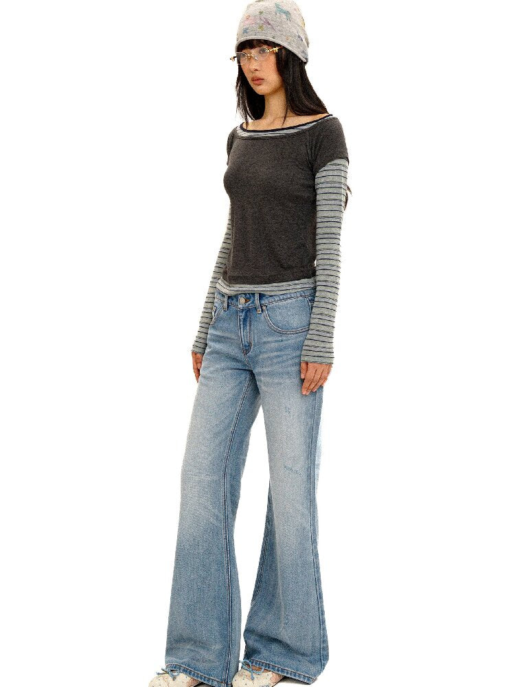 Tencel Wool Stripe Contrast T-Shirt【s0000016417】