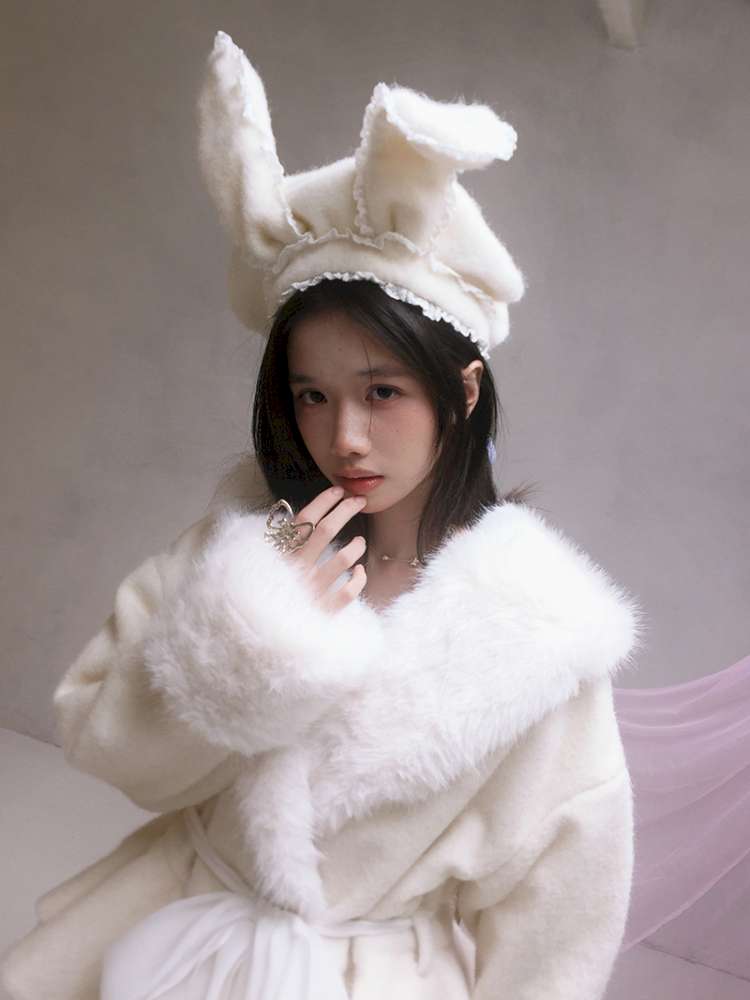 Rabbit-Eared Bendable Lace Beret【s0000014524】