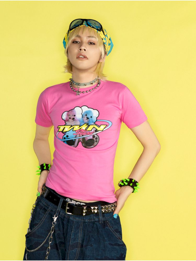 Dopamine Street Positive Shoulder T-Shirt【s0000012462】
