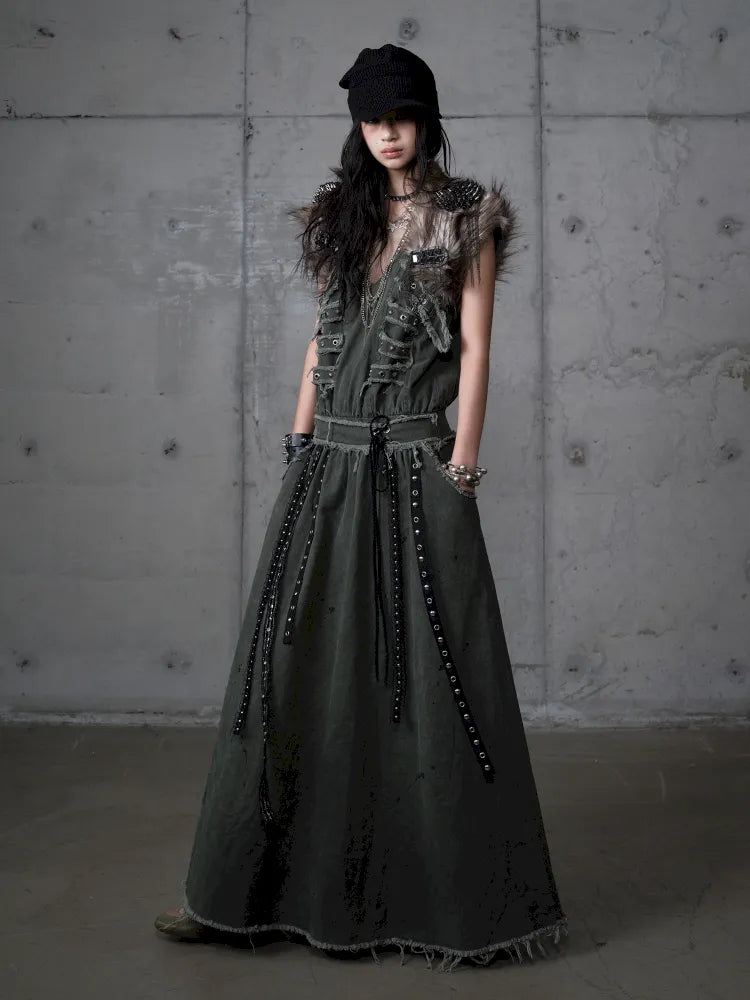 Workwear Vest-Style Maxi Dress【s0000013941】