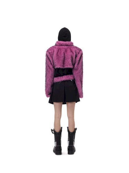 Gradient Fur Short Turtleneck Jacket【s0000015116】