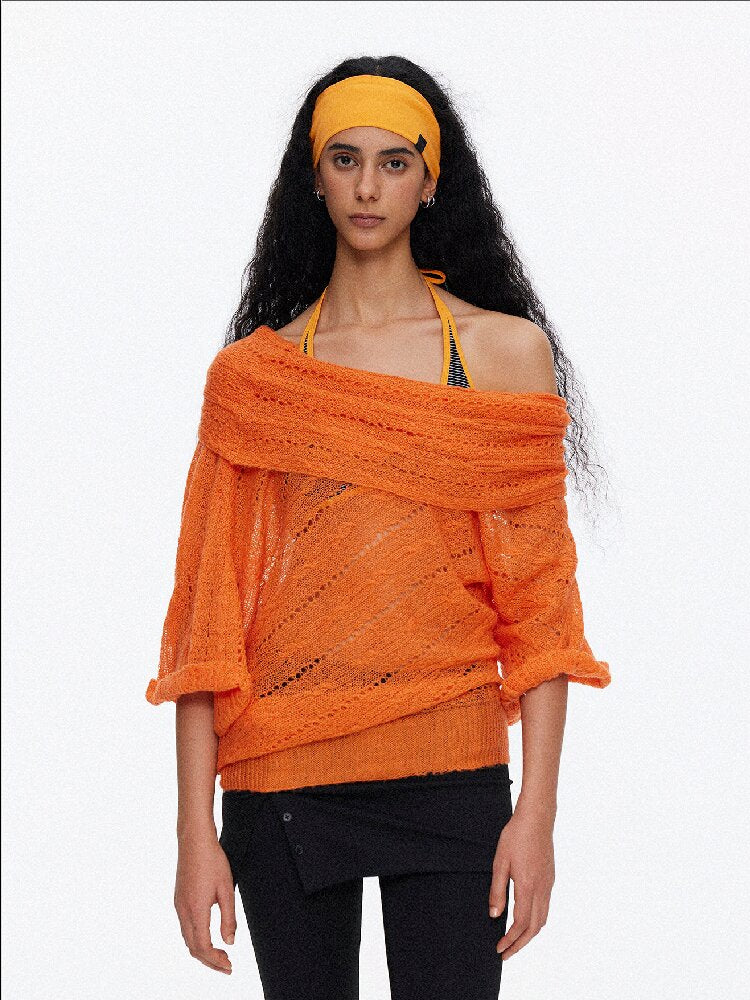 One Shoulder Cut Out Cable Knit【s0000015930】