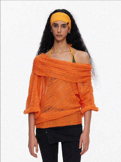 One Shoulder Cut Out Cable Knit【s0000015930】