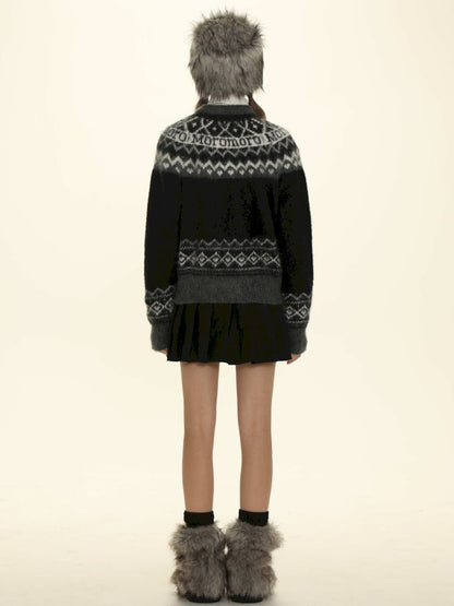 Fair Isle Striped Knit Top【s0000006024】