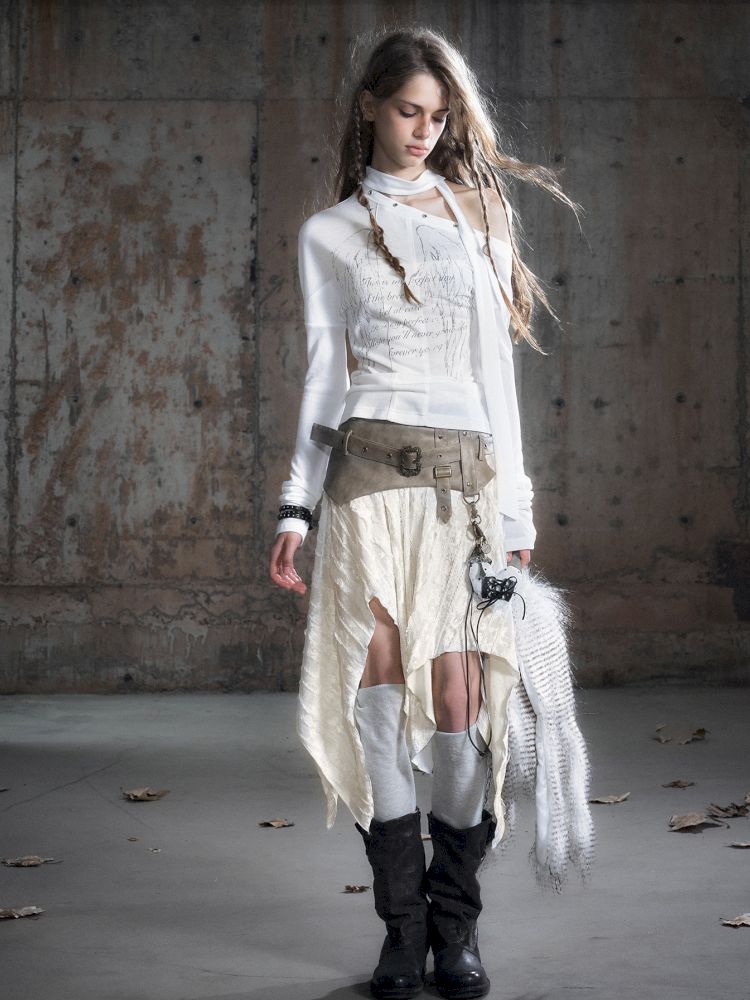 Punk splicing velvet bustier skirt【s0000013886】