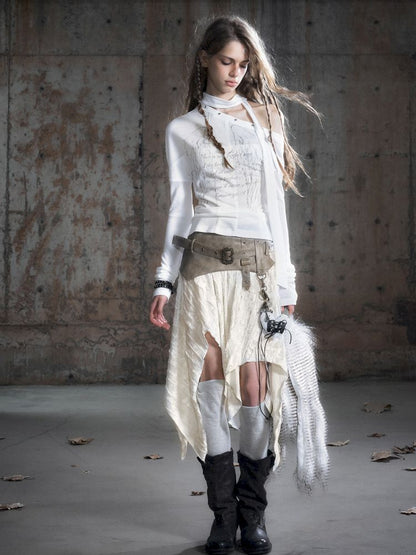 Punk splicing velvet bustier skirt【s0000013886】