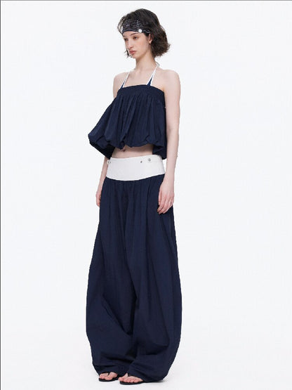 Backless Bandeau Wide Waist Pants【s0000015920】