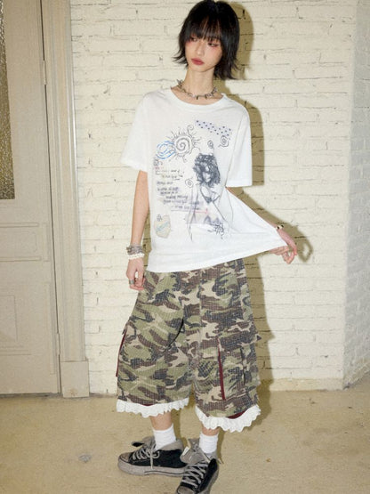 Detachable Lace Camouflage Shorts【s0000012955】