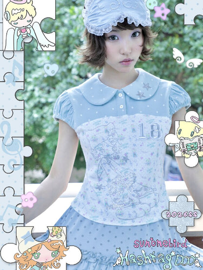 Vintage Bird Collar Bubble T-shirt【s0000017476】