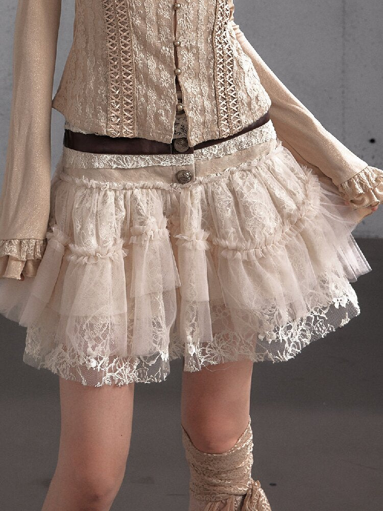 Vintage Layered Mesh Puffy Skirt【s0000019151】