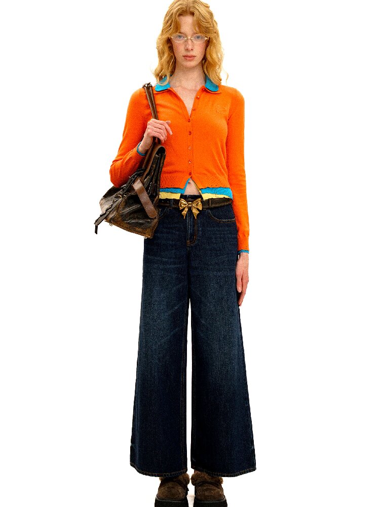 Contrast Linear Straight Jeans【s0000016422】