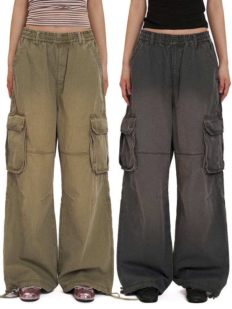 Drawstring Peplum work pants【s0000012494】