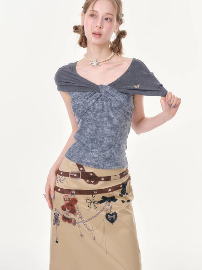 Flower Knot Butterfly Slim T-Shirt【s0000016605】