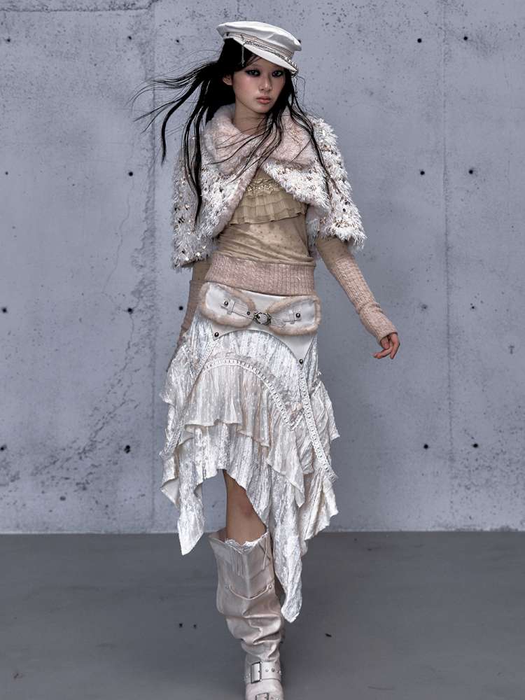 Vintage Lace Irregular Velvet Skirt【s0000014930】