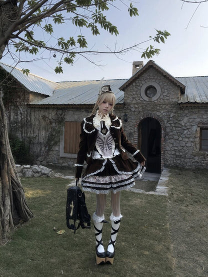 Vintage Brown Velvet Lace Blazer【s0000015616】