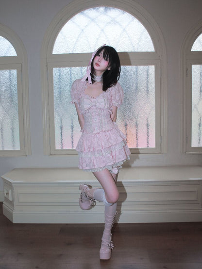 Heavy Craft Pearl Bow Cake Dress【s0000017522】