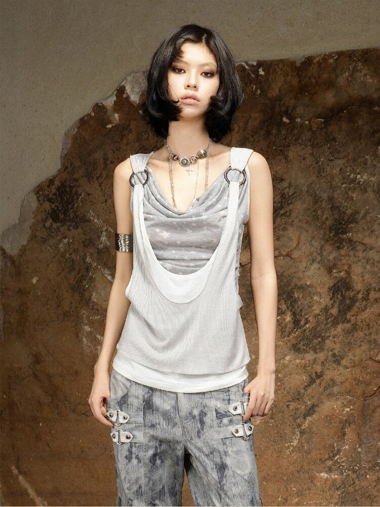 Original Irregular Sleeveless Vest Top【s0000016882】