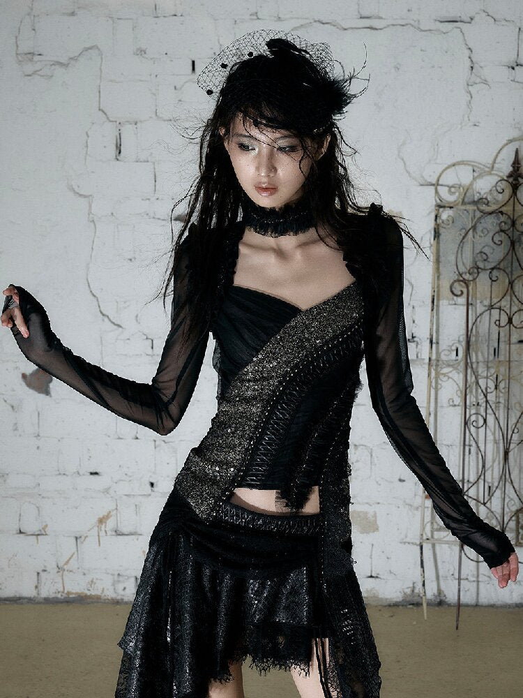Court Pleated Lace Silk Scarf Waist【s0000016997】
