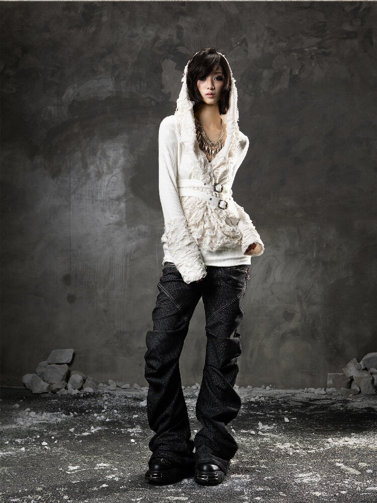 Double Waist Scimitar Denim Pants【s0000015945】