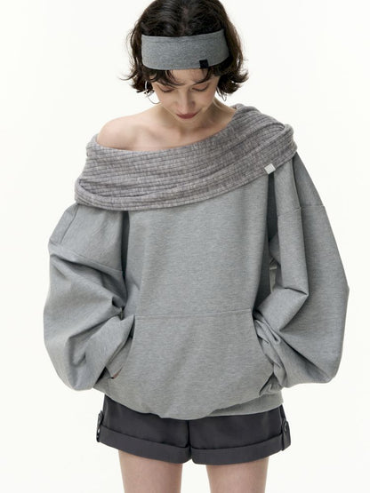 Ramped shoulder one-line collar loose pullover【s0000013735】