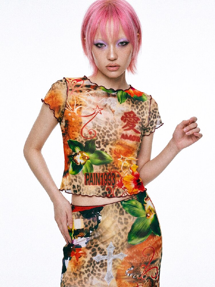 Leopard Print Mesh Mermaid Dress Set【s0000017450】
