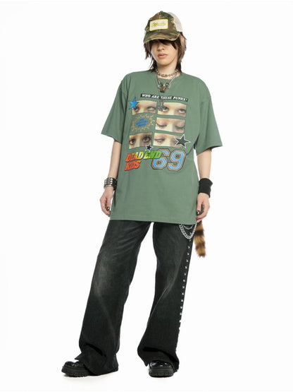 Hip Hop Trend Couple Loose Multicolor T-Shirt【s0000013603】