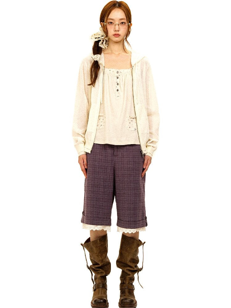 Lace Patchwork Vintage Plaid Pants【s0000017934】