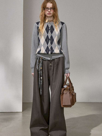 Diamond Plaid Knit Sweater Pants【s0000015072】