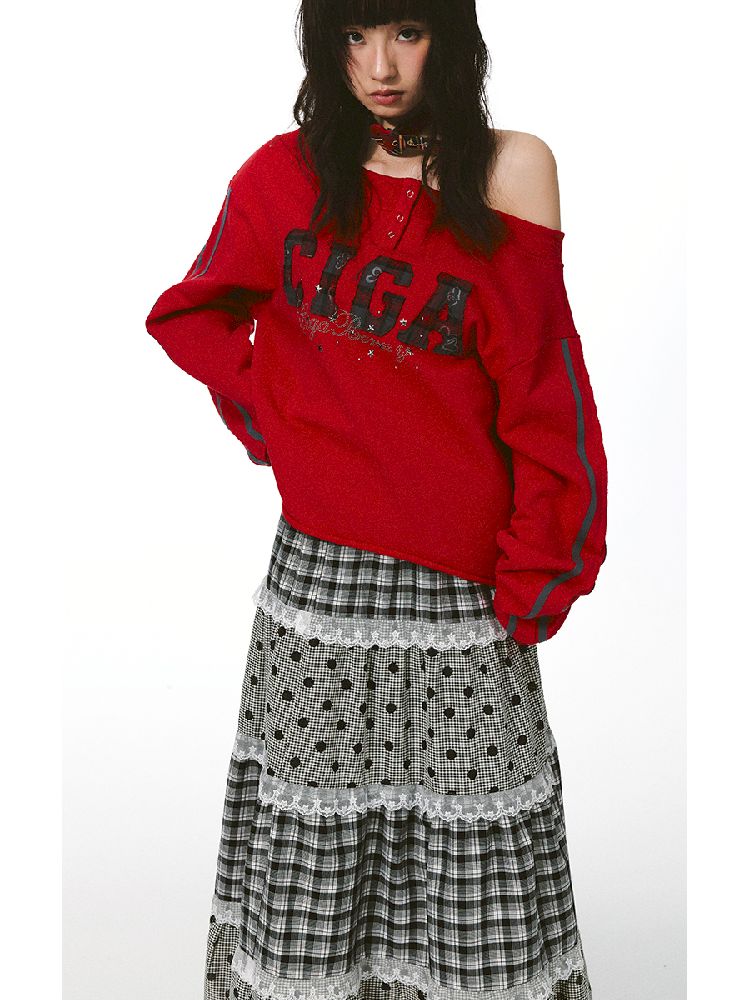 하나의 어깨 슬래시 다중 스웨트 셔츠 [S0000011427]