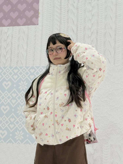 Print Patchwork Warm Down Jacket【s0000015038】