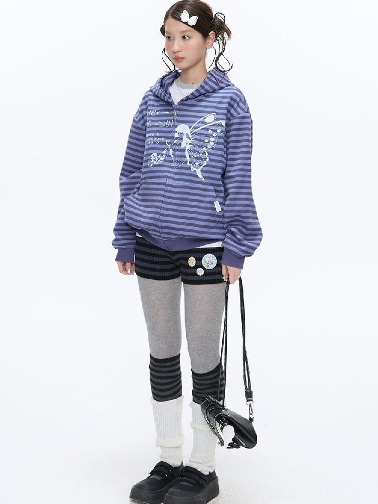 Vintage Striped Hooded Sweatshirt【s0000016380】