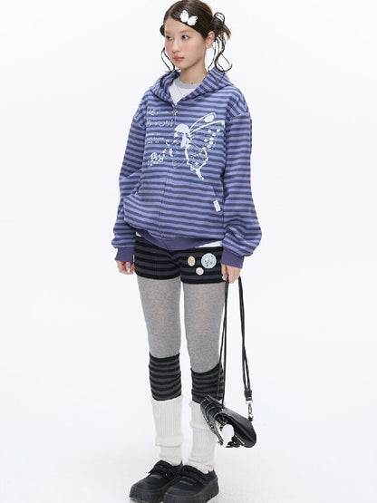 Vintage Striped Hooded Sweatshirt【s0000016380】