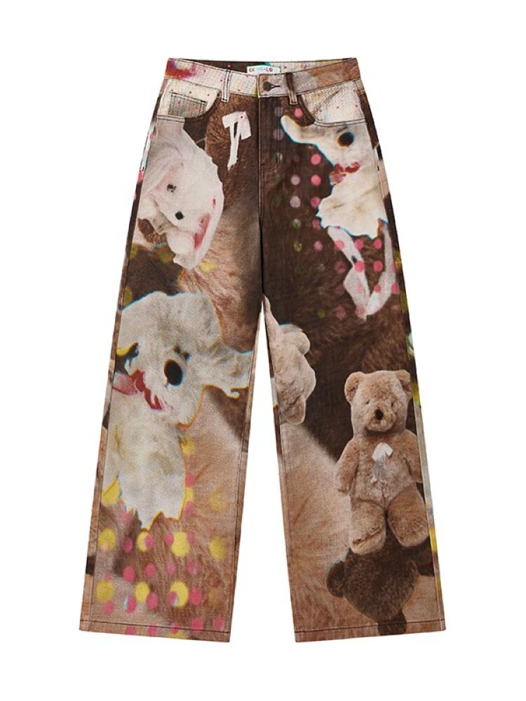 Doll Club Full Print Wide Leg Jeans【s0000015460】