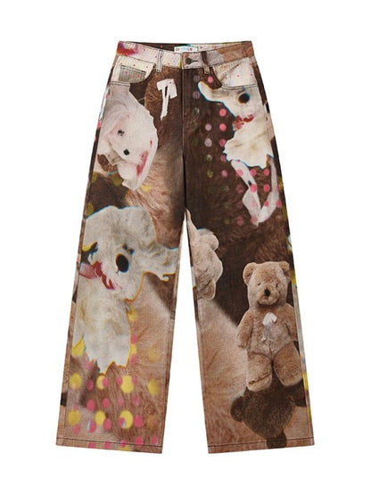 Doll Club Full Print Wide Leg Jeans【s0000015460】