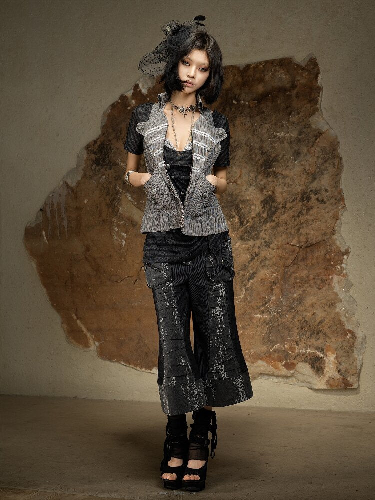 Dark Punk Cropped Bootcut Pants【s0000016887】